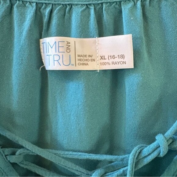 Time & Tru Blue Ruffle Sleeveless Tie-Front Dress XL - Picture 4 of 8